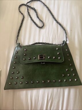 Studded Green Crossbody Bag - Sleek Women’s Shoulder Purse